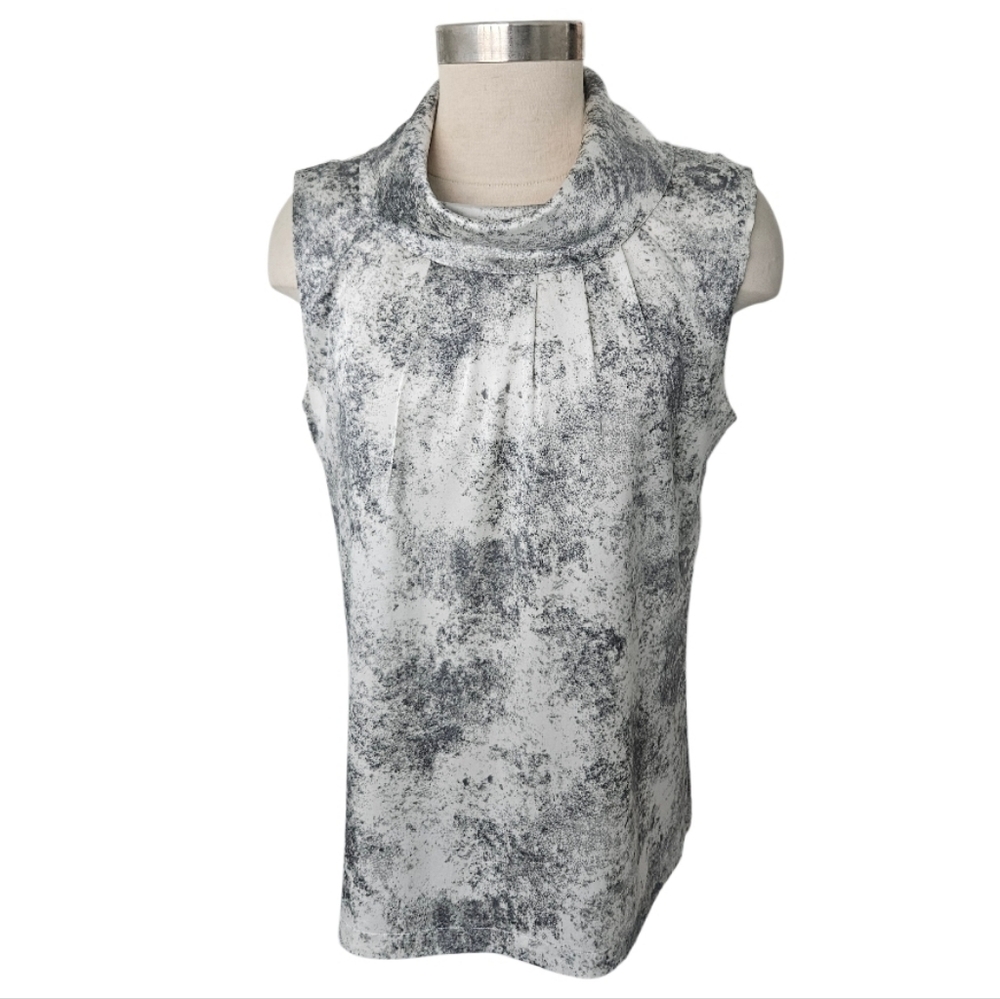 Ann Taylor 100 % Silk Black and White Sleeveless Blouse - Picture 1 of 7